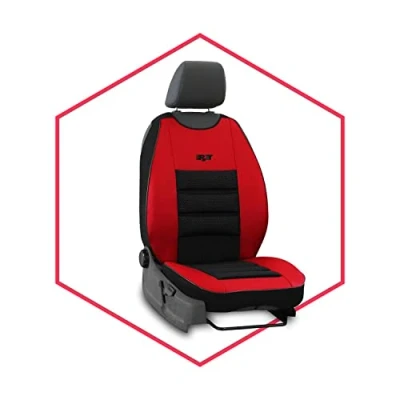 Abbildung von Saferide Sitzauflage Auto Vordersitze Autositzmatte Wasserdicht Autositzbezug Fahrersitz Universal Sitzschutz Kunstleder Rot für Airbag geeignet 1 Autositz Vorne