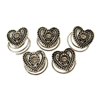 Abbildung von Alpenflüstern Trachten Haar Curlies Trachtenherz 5 er Set (antik silber farben) ADV113