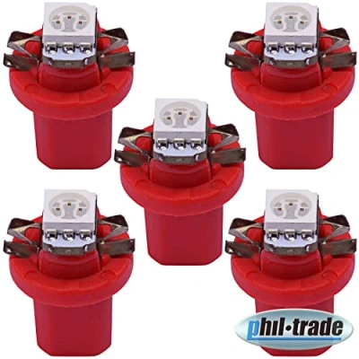 Abbildung von 5 x B8.5d Tacho Beleuchtung LED 5050 SMD BAX10D high Power Rot Umbauset kompatibel für Opel Astra G