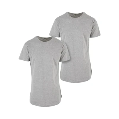 Abbildung von Urban Classics Herren Shaped Long Tee 2 Pack T Shirt, Grey, XXL
