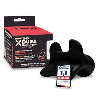 Abbildung von TMX® DURA Nackentrigger Zur Eigenbehandlung von Nackenschmerzen, Halswirbelsäule l Kopfschmerzen, Migräne, Schwindel &amp; Tinnitus Akupressur für den Nacken Der Nackenspezialist Made in Germany