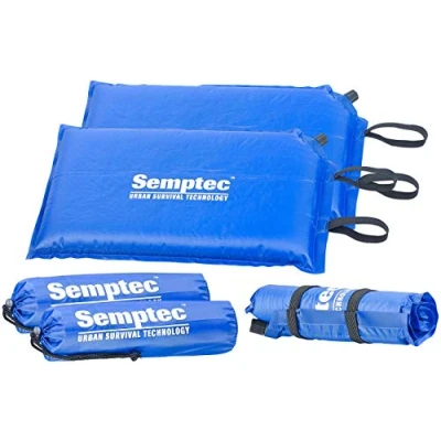 Abbildung von Semptec Urban Survival Technology Aufblasbares Luftkissen: 2er Set selbstaufblasende Outdoor Thermo Sitzkissen, 24 x 1 42 cm (Thermokissen, Sitzkissen Wanderungen aufblasbar, selbstaufblasend)