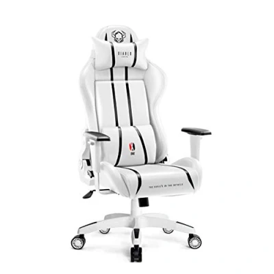 Abbildung von Diablo X One 2.0 Gaming Stuhl Gamer Chair Bürostuhl Schreibtischstuhl Verstellbare Armlehnen Ergonomisches Design Nacken/ Lendenkissen Wippfunktion Weiß, Normal (L)