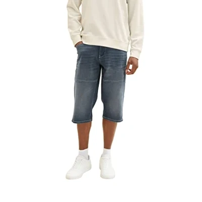 Abbildung von TOM TAILOR Herren 1036295 Max Overknee Bermuda Shorts, 10163 Dark Stone Blue Grey Denim, 28