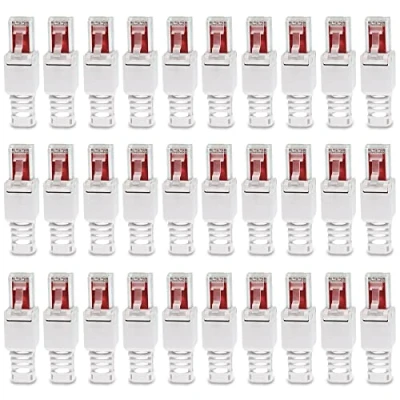 Abbildung von UC Express CAT 6 RJ45 Netzwerkstecker 30x Netzwerk Stecker Steckverbinder mit Zugentlastung werkzeuglos CAT6 CAT6a LAN Netzwerkkabel
