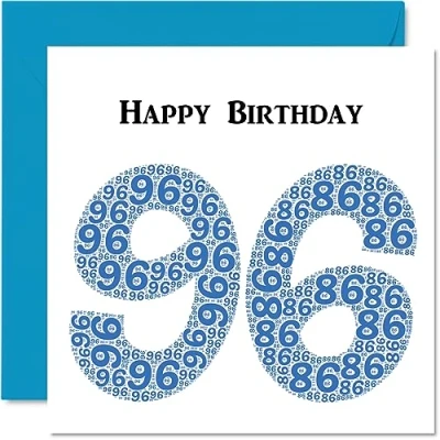 Abbildung von lustige Geburtstagskarte zum 96. Geburtstag für Männer Shapecloud Happy Birthday Karte Großvater, Oma, Vater, Mutter, 145 mm x Grußkarten,