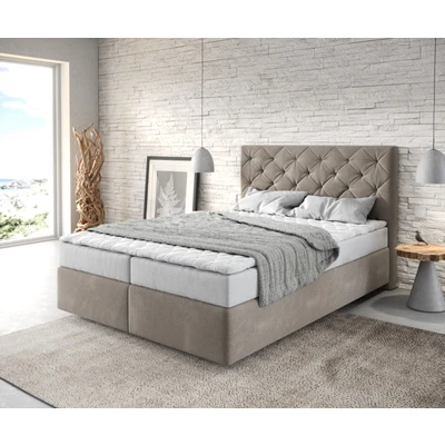 Abbildung von DELIFE Boxspringbett Dream Great, Mikrofaser Beige 140x200 cm mit Matratze und Topper