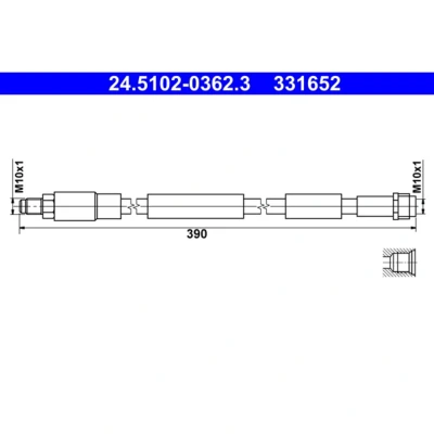 Abbildung von ATE 24.5102 0362.3 Bremsschläuche 390 M10x1 MERCEDES BENZ: C Klasse T modell, E Limousine, Limousine