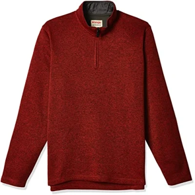 Abbildung von Wrangler Authentics Herren Langärmeliges Fleece mit Viertelreißverschluss Pullover, Bossa Nova, Klein