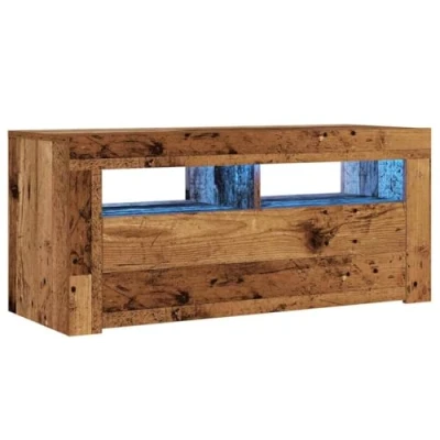 Abbildung von vidaXL TV Schrank, Fernsehtisch mit Stauraum LED Leuchten, Lowboard für Fernseher, Fernsehschrank Wohnzimmer, Altholz Optik Holzwerkstoff