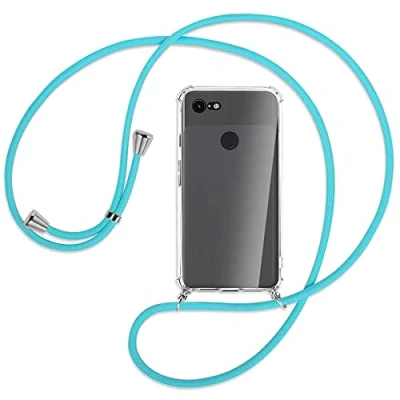 Abbildung von mtb more energy® Handykette kompatibel mit Google Pixel 3 (5.5&#039;&#039;) türkis Smartphone Hülle zum Umhängen Anti Shock Full TPU Case
