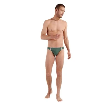 Abbildung von HOM Herren Micro Nautical Cup Badehose Swim Briefs, Khaki, gestreiftes Band, S