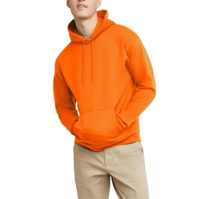 Abbildung von Hanes Herren EcoSmart Hoodie, Midweight Fleece, Pullover Hooded Sweatshirt for Men Kapuzenpullover, Safety Orange, Large