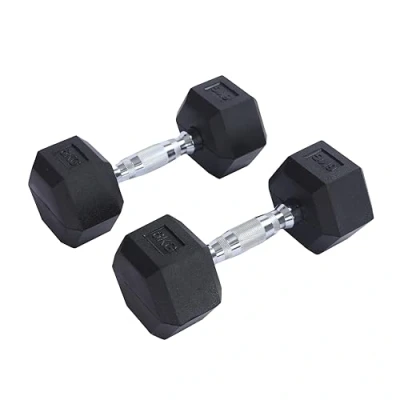 Abbildung von Endless Pair of 6 Kg (2 * 13 LB) Hexagon Rubber Coated Dumbbell Black Material: Iron and Perfect for Bodybuilding, Fitness, Weight Lifting Training at Home or Gym