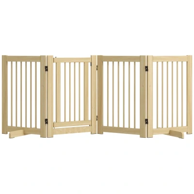 Abbildung von PawHut Absperrgitter Hund 4 teilig, 204 x 75 cm Faltbar Türschutzgitter mit Tür