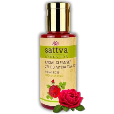 Abbildung von Sattva Gesichtsreinigung Hydratisierendes Gel mit Indischer Rose Sanftes Waschgel Gesicht für Damen und Herren, Reinigungsgel ohne SLES, Parabene Hydrating Facial Cleanser 100 ml