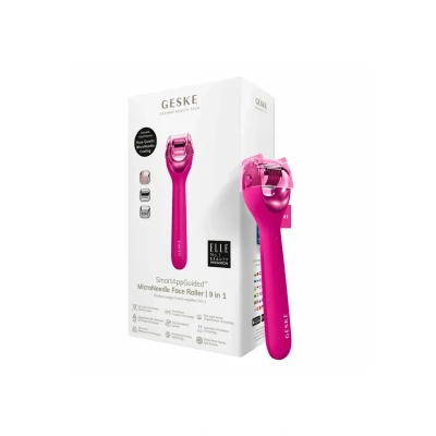 Abbildung von Geske 9in1 Gesichtsnadel Mesotherapie Roller mit Anwendung (magenta)