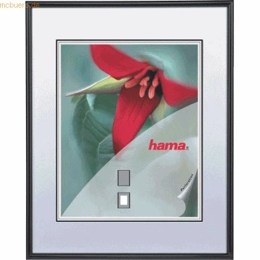 Abbildung von Hama Bilderrahmen Sevilla, DIN A4 (21 x 29,7 cm) mit Papier Passepartout 15x20 cm, hochwertiges Glas, Kunststoff Rahmen, zum Aufhängen, schwarz