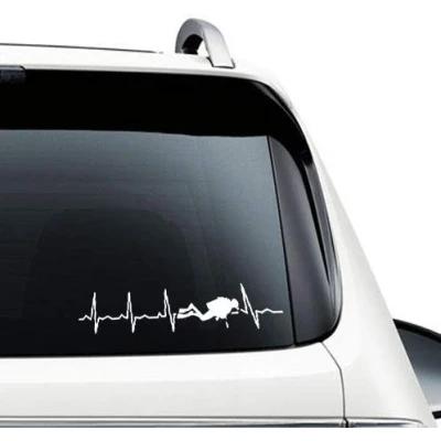 Abbildung von SUPERSTICKI Herzschlag Heartbeat Taucher tauchen Diving 25cm Aufkleber,Autoaufkleber,Sticker,Decal,Wandtattoo, aus Hochleistungsfolie,UV&amp;waschanlagenfest,