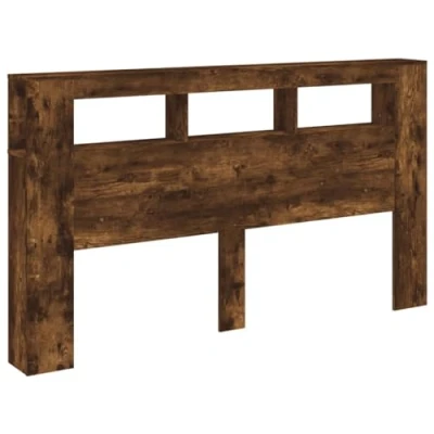 Abbildung von vidaXL LED Kopfteil, Bettkopfteil mit Leuchten, Betthaupt Ablagen, Bettzubehör Schlafzimmer, Räuchereiche 180x18,5x103,5cm Holzwerkstoff
