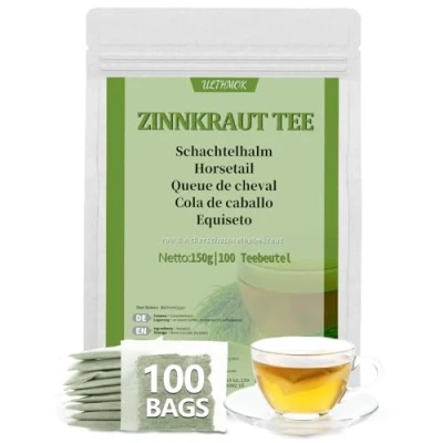 Abbildung von Premium Schachtelhalm 100 Teebeutel,Horsetail Herb 150g hergestellt aus % wildem, natürlichem Schachtelhalmkraut, ohne Zusatzstoffe und Koffein