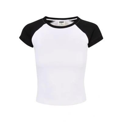 Abbildung von Urban Classics Stretch Retro Baseball Tshirt print, Damen, Größe: Small, White black