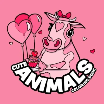 Abbildung von Cute Animals: Coloring Book for Adults &amp; Kids, Hand Drawn Illustrations to Color Relaxation and Stress Relief