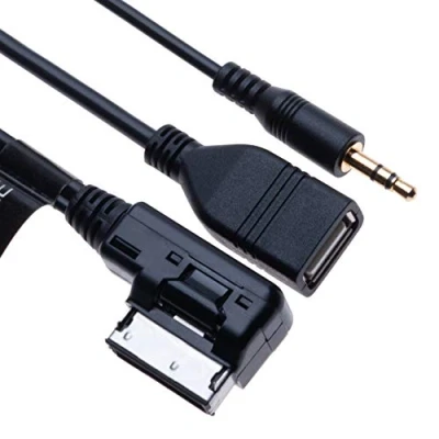 Abbildung von AMI MDI auf AUX 3.5mm USB Music Media Interface Kabel Adapter Kompatibel mit Audi A6L Q5 Q7 A8 S5 A5 A4L A3 VW Volkswagen Tiguan GTI CC Skoda Fabia Octavia Fahrzeugradio 1m