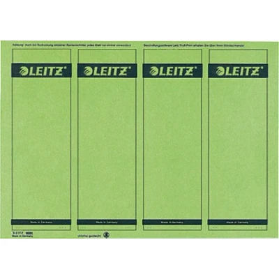 Abbildung von Leitz PC beschriftbare Rückenschilder selbstklebend für Standard und Hartpappe Ordner, 100 Stück, Kurzes breites Format, 62 x 192 mm, Papier, grün, 16852055