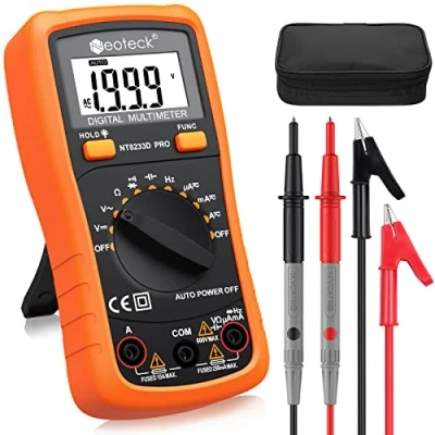 Abbildung von Neoteck Digitales Multimeter 2000 zählt Auto Digitalmultimeter mit AC/DC Spannung Strom Widerstand Kapazität Frequenz Diode Multitester LCD Display, Tragetasche