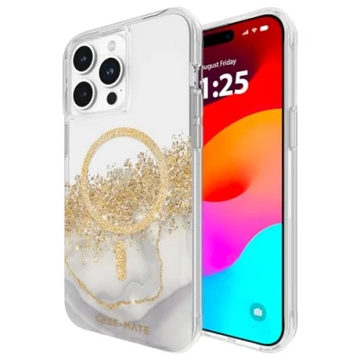 Abbildung von Case Mate Karat Marble Mag Safe Schutzhülle kompatibel mit Apple iPhone 15 Pro Max Hülle Gold (Stoßfest, Echtes 24 Blattgold, 3 m Fallschutz, Recyceltes Material) Marmor/Transparent