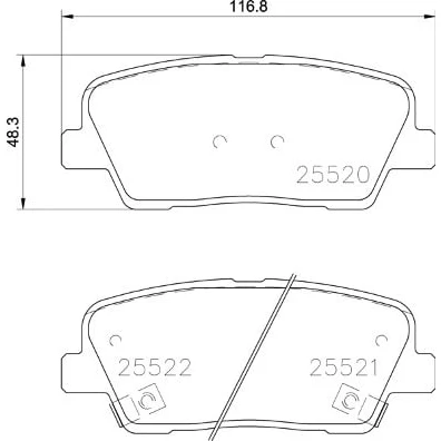 Abbildung von BREMBO P 30 104 Bremsbelagsatz mit akustischer Verschleißwarnung Anti Quietsch Blech Zubehör KIA: Stinger Kasten / Schrägheck