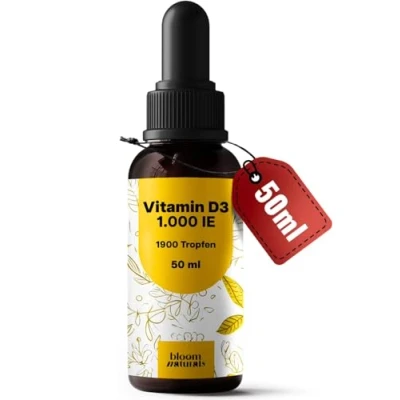 Abbildung von Vitamin D3 Tropfen hochdosiert 50 ml 1.000 IE D3, D produziert in Deutschland