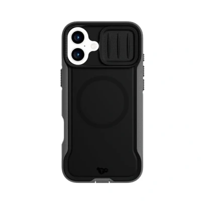 Abbildung von tech21 EvoMax für iPhone 16 Plus kompatibel mit MagSafe Aufprallschutz Hülle 21x nach Militärstandard getestet Kameraschild Schwarz/Anthrazit