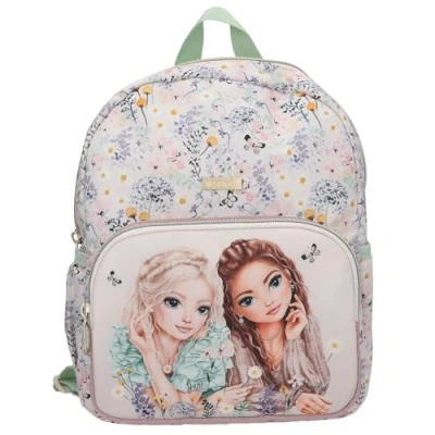 Abbildung von Depesche 13304 TOPModel Summer Feeling Schulrucksack in Rosa, mit Model Motiv und Blumen Muster, Schultasche verstellbaren Trägern