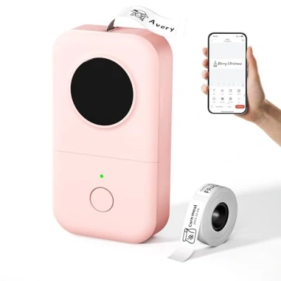 Abbildung von Phomemo D30 Bluetooth Etikettendrucker Mini Thermo Beschriftungsgerät Selbstklebend Etikettiergerät,Labelmaker Geeignet für Zuhause,Schule,Büro,Ettikettiergeraet Smartphones und Tablets Rosa