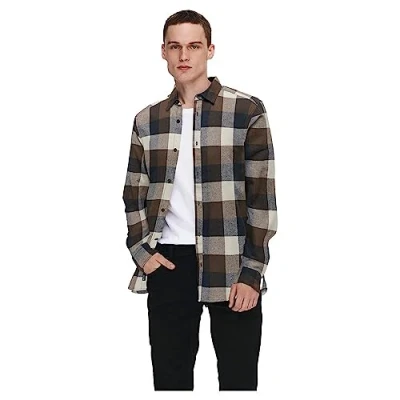 Abbildung von Only &amp; Sons Onsgudmund LIFE LS 3T Check NOOS Hemd, Herren, Größe: Medium, Hot fudge