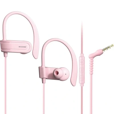 Abbildung von MOXKING Sport Kopfhörer, kabelgebunden, mit Mikrofon, schweißfest, zum Laufen, Over Ear Kopfhörer Ohrbügel, In Jogging für Workout, Training, Fitnessstudio, kompatibel mit…(Pink)