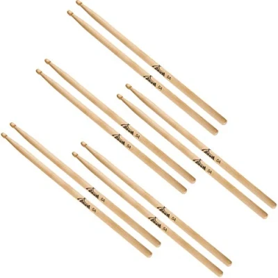 Abbildung von 5 Paar XDrum Schlagzeug Sticks 5A Wood Tip (Holzkopf, Länge: ca. 405 mm, tropfenförmiger Kopf)