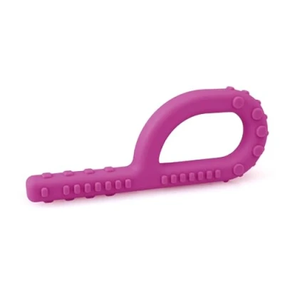 Abbildung von ARK® Grabber Standard in glatt oder texturiert mit einfacher Handhabung für Kinder durch Schlaufenform inkl. ATC Pflegeanleitung Kiefermotorik, Beißblock, Kauen, Zahnen (texturiert, weich magenta)
