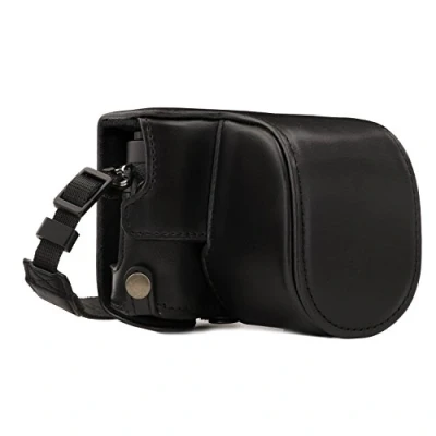 Abbildung von MegaGear Panasonic Lumix DC GX950, GX900, GF10 (12 32mm) Ever Ready Leder Kamera Case mit Trageriemen Schwarz