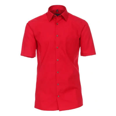 Abbildung von CASAMODA Comfort Fit Hemd Halbarm New Kent Kragen Popeline mittelrot Gr. 43