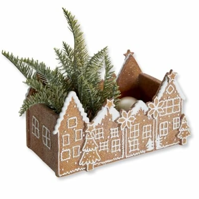 Abbildung von Loberon Schale Anyama, Lebkuchen Optik, feines Zuckerfinish, Weihnachtstischdeko, Weihnachten, Polyresin, braun/weiß