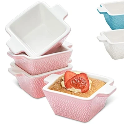 Abbildung von Praknu Auflaufform Klein Mini 1 Person Stapelbar Kratz und Schnittfest, Porzellan Keramik, (4 St), Für Ofen &amp; Airfryer geeignet Backofenfest Spülmaschinengeeignet