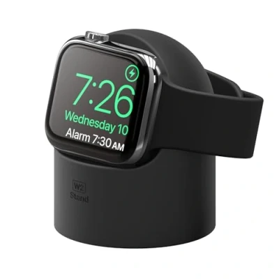 Abbildung von elago W2 Ladestation Ständer Kompatibel mit Apple Watch Serie 9, 8, SE2, 7, 6, SE, 5, 4, 3, 2, 1 Ultra 2 &amp; [Ladegerät Nicht enthalten] (Schwarz)