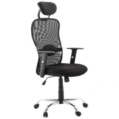 Abbildung von Bürostuhl Ergonomisch Mesh Netz Schwarz Drehstuhl mit Kopfstütze Schreibtischstuhl Lordosenstütze Moderner Chefsessel Armlehnen Höhenverstellbar 45 55 cm, Belastbar bis 120 kg