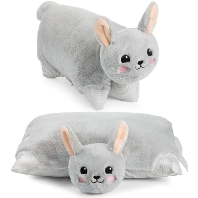 Abbildung von BRUBAKER Kuscheltier Kuscheltierkissen Hase 2 in 1 Plüschtier und Kuschelkissen (Tierkissen Hasenkissen Stofftier, St., 40 x 30 cm), Kuschelhase aufklappbares Kinder Plüschkissen mit Klettverschluss