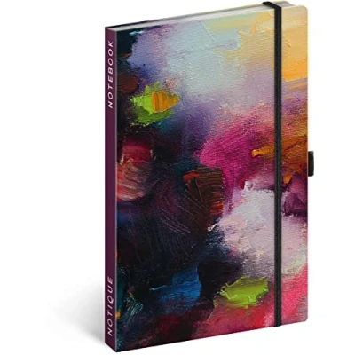 Abbildung von NOTIQUE Notizbuch Liniert mit Gummiband 13x21cm ca. A5, Hardcover Notebook, Notizblock, Notizheft, Journal, Tagebuch für Erwachsene, Damen (Rosa Malerei)