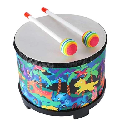 Abbildung von Floor Tom Trommel für Kinder 8 Zoll Montessori Percussion Instrument Musiktrommel mit 2 Schlägeln Baby besonderes Weihnachtsgeschenk Geburtstagsgeschenk (20,3 cm)