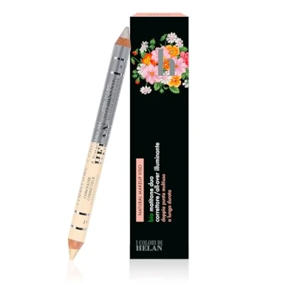 Abbildung von Helan I Colori di Biostift 2 in 1 Light Silver, Concealer Unvollkommenheiten + Highlighter für das Gesicht, natürliches Make up, Doppelspitze, weich pflegend mit Vitamin E, langanhaltendes
